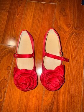 Janie and Jack Red Rose Mary Jane Shoes